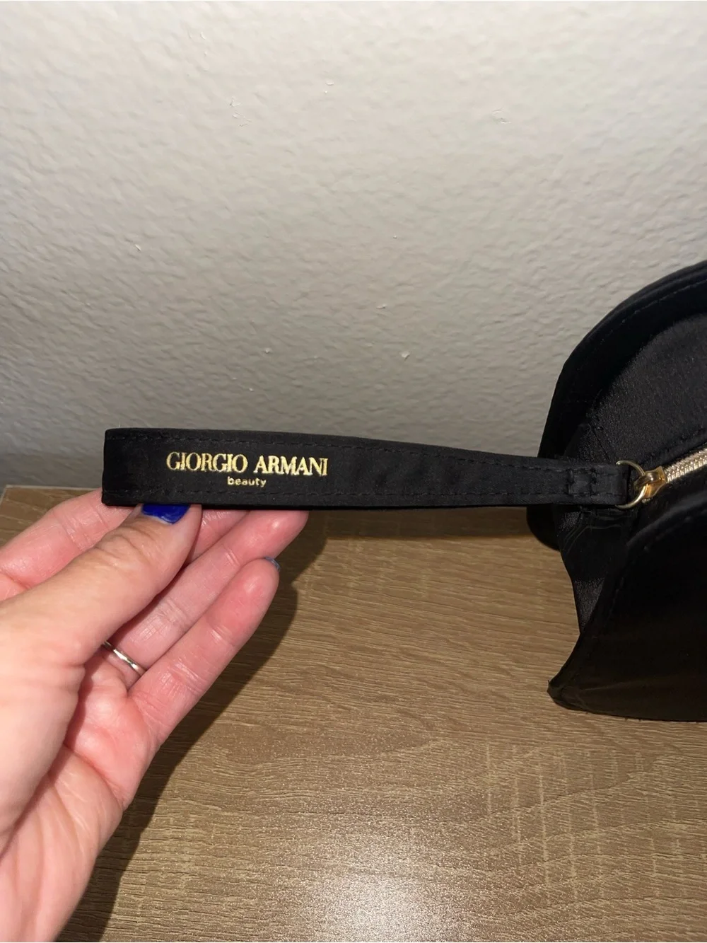 Giorgio Armani Beauty Black Satin Cosmetic Makeup Bag Pouch
